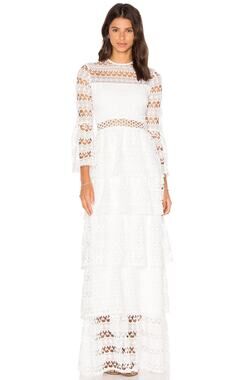 Alexis Liliane Long Dress Womens Small White Embroidery Ethereal Romantic Boho
